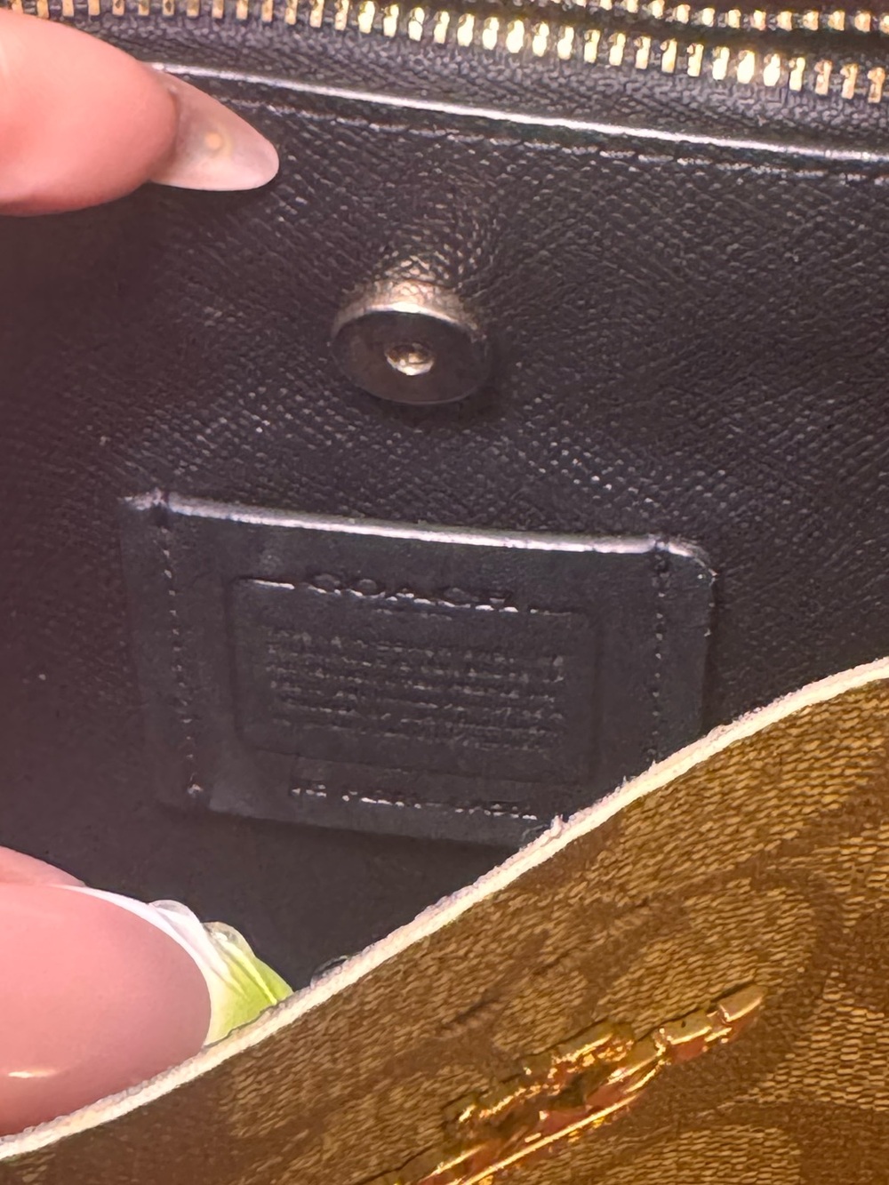 Coach Brown Signature Canvas Shoulder Bag with Black Handle and Trim - Picture 6 of 8